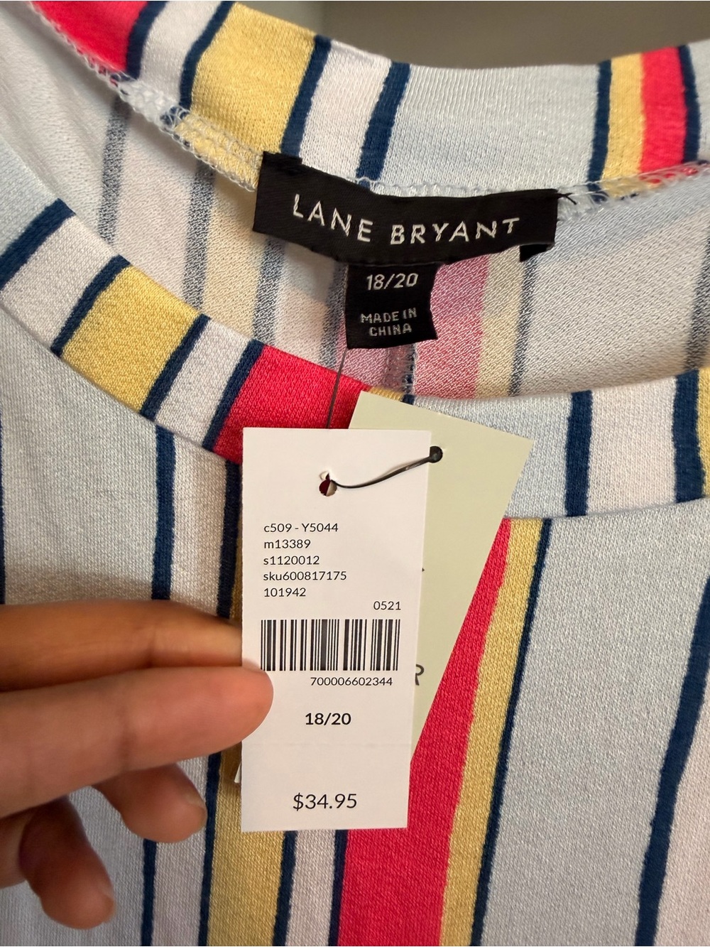 NWT Lane Bryant White Multicolor Vertical Stripe Swing Tank Size 18/20 - Picture 3 of 9